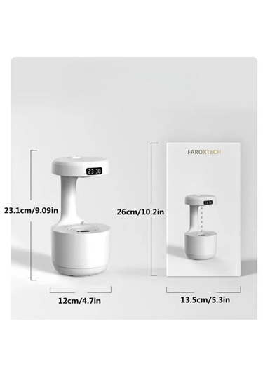 Anti-gravity Su Damlası Efektli Hava Nemlendirici Led Ekranlı, Sensörlü, Sessiz Çalışma