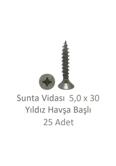 Sunta Vidası, 5,0 X 30 Mm, 25 Adet, Yhb Vida 5 x 30