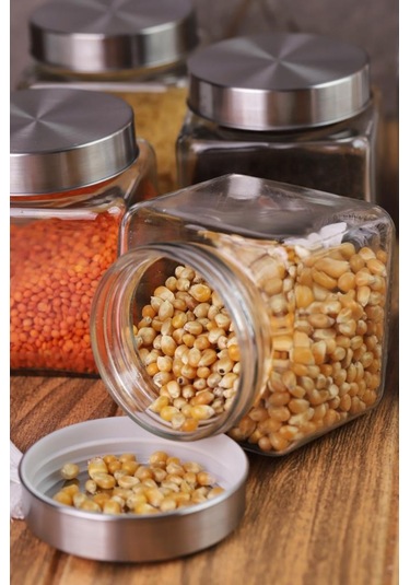 Atbyhome Metal Kapaklı 6'lı Borosilikat Cam Kavanoz Baharatlık 570 ML