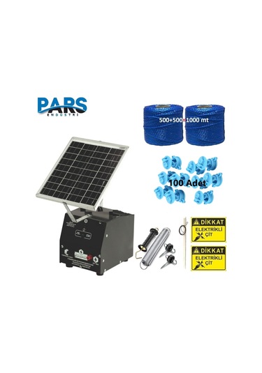Pars P2518/1000a Güneş Enerjili Ve Akülü Elektrikli Hazır Çit Sistemi Demir İzolatörlü