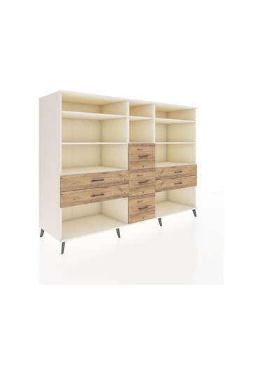 Kronos Dolap 8 Raflı 7 Çekmeceli 220x59x163 Aytaşı-aytaşı/çam Aytaşı-aytaşı/çam