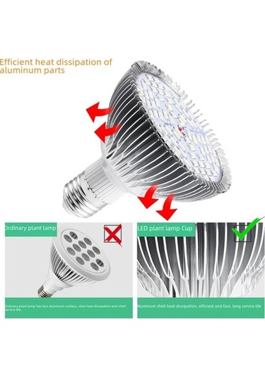 Besthome1 E27 Led Bitki Büyüme Lambası 150w 200 İçinçelik Tam Spektrum Güneş Işığı Çiçek Sebze Yetiştirme Işığı Diğer