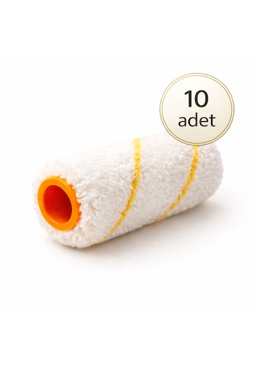 Asemu 10 Cm Parmak Boya Rulosu Yedeği 10 Adet Mikro Elyaf, İz Bırakmaz