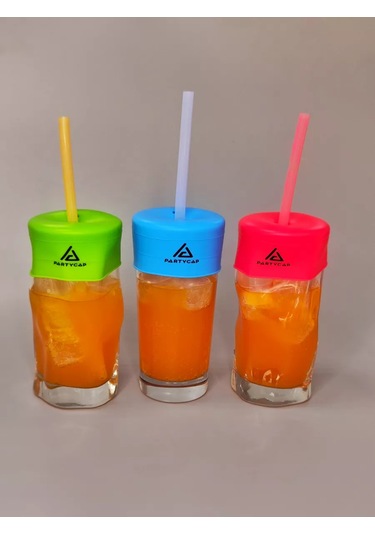 Partycap Bardağa Takılan, Yaylanabilir, Pipetli Silikon Kapak 218923666