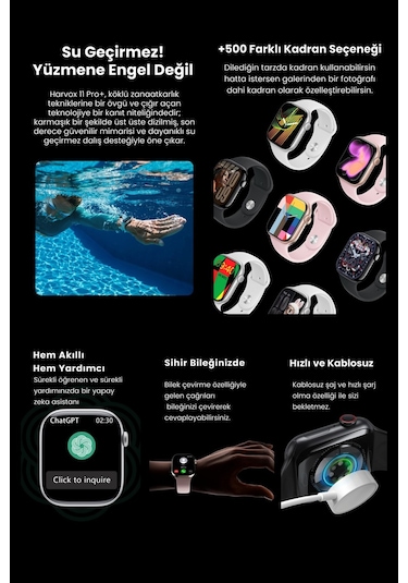 Harvox Watch 11 Pro+ Akıllı Saat Apple İphone Ve Android Tüm Telefonlara Uyumlu 46mm Gümüş Harvox Watch 11 Pro+ Akıllı Saat Apple İphone Ve Android Tüm Telefonlara Uyumlu 46mm Gümüş