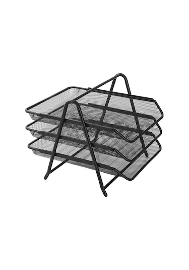 Metal-perforeli 3 Lü Evrak Rafı