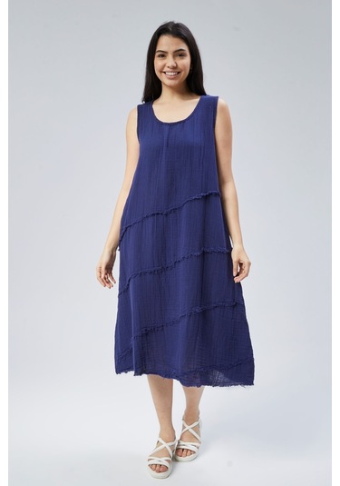 Muslin Elbise Yazın Vazgeçilmesi Lacivert