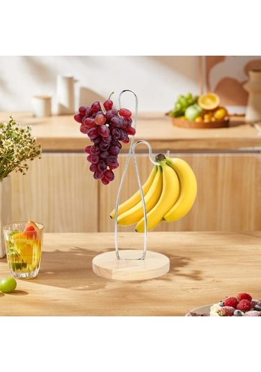 Pazly Suntek Ahşap Muz Tutucu Depolama Ekranı - Mutfak Ve Yemek Masası Düzenleyici Odun