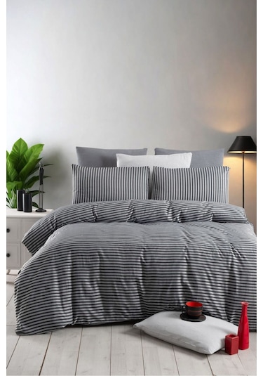 Lastikli Çarşaflı Tek Kişilik Nevresim Takımı Saten Siyah Siyah