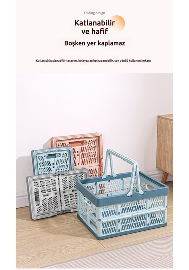 Snapbuy Katlanır Sepet, Alışveriş, Piknik, Market, Taşıma, Depolama Ve Kamp İçin Uygundur Büyük Beden Mavi