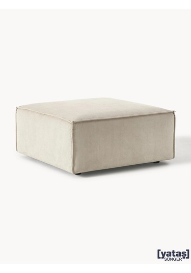 Most Mollis Kare Puf Silinebilir Kırık Beyaz Fitilli Kadife Kumaş