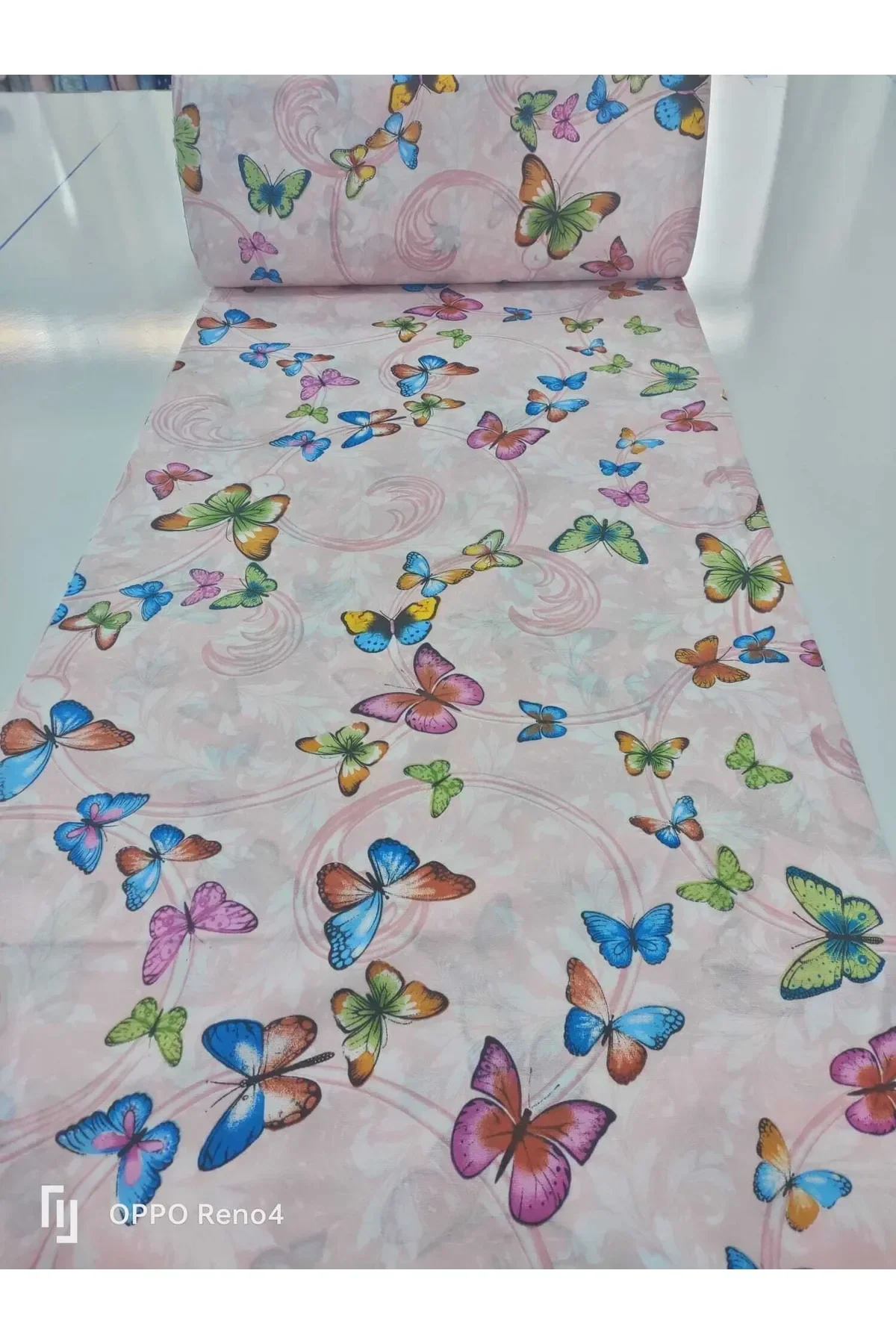 Ranforce Metrelik, Nevresimlik Kumaş - 100x240 Pembe Kelebek