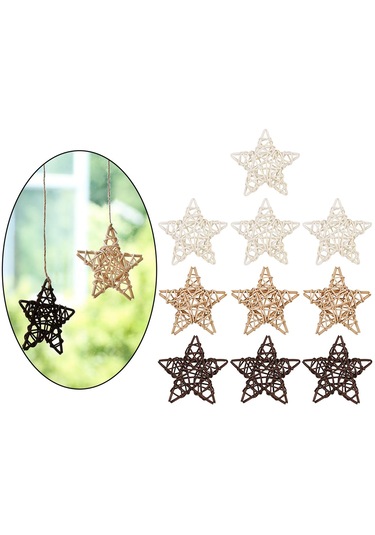 Suntek 10 Cm Asılı Hasır Süsler Yılbaşı Duvar Vintage