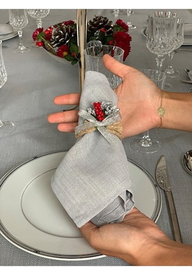 Valerium Simli Gri Peçete 35x35cm Gri