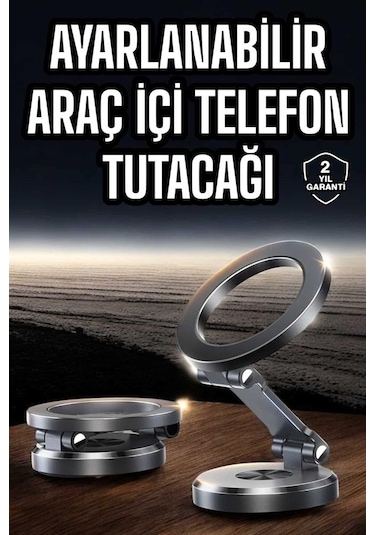 Araç İçi Telefon Tutacağı Manyetik Tasarım Ayarlanabilir Siyah