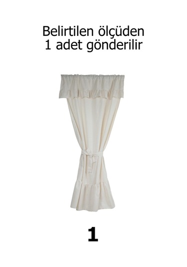 Naturel Fırfırlı Perde Farbalı Vintage Tek Kanat Krem Krem