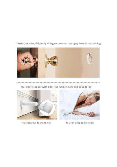 Adet 3,5 İnç Kapı Durdurucu, Kauçuk Uçlu Paslanmaz Çelik Kapı Durdurucu, Duvara Monte Kapı Koruması G20241129663 Beyaz Diğer