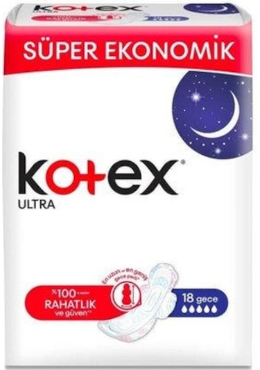 Kotex Ultra Kanat Hijyenik Ped Gece 18'li