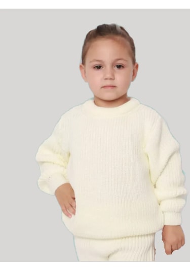 Djaza Kids Çocuklar İçin Örme Oversize Kazak 242518028 Sütlü