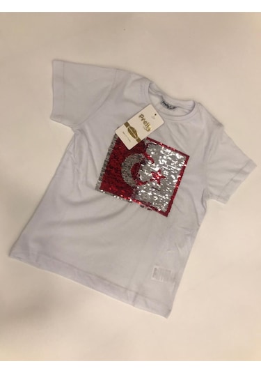 Pretty Çocuk Ay Yıldız Paletli T-shirt Beyaz