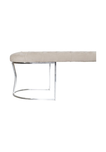 VİEGO SILVER KREM-Kapitoneli Model Puf&Bench&Koltuk-Oturak-Uzun Makyaj Puff-Yatak Odası Ucu&Önü