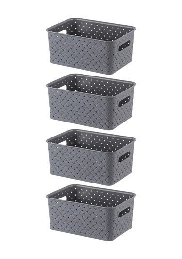 El Casa Kapaklı 4'lü Depolama Sepeti, 3 Litre 40402849 Gri