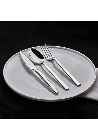 Jumbo 1800 18 Parça 6 Kişilik Çatal Kaşık Bıçak Takımı GÜmüş