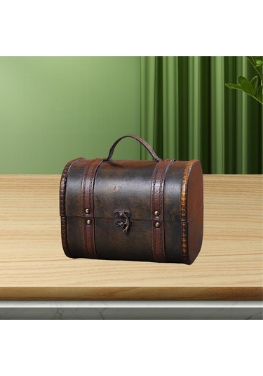 Homyl Biblo Kutusu Menteşeli Hazine Sandığı Süs Ahşap Siyah Kahverengi