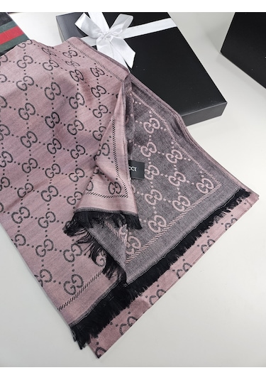 Miorel Scarfs G Desen Çift Taraflı Kaşmir İpek Şal 4 Mevsim Soft Pamuklu Şal Gül kurusu