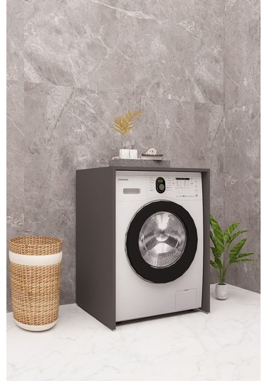 Mdf Çamaşır Makinesi Dolabı Antrasit