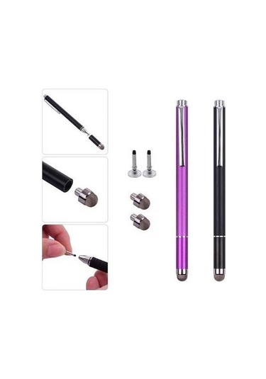 Fastbuy 2 Adet Metal Dijital Kalem: Nanofiber Ve Sıçrama Uçlu, Uyumlu Takma Uçlar Ve Klips, Siyah/mor