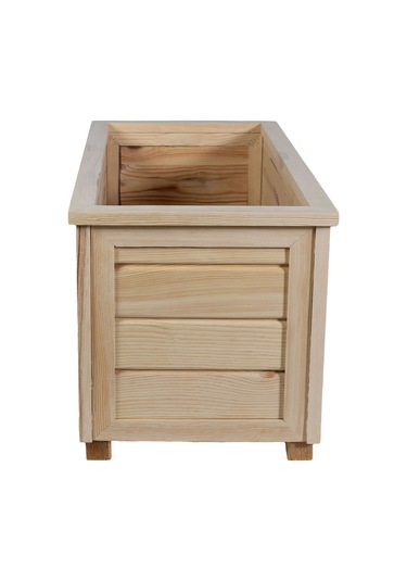 Kaf Ahşap Dekoratif Ahşap Saksı - Uzun / Naturel