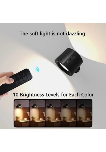 Fochsia Kinpho 360 Döner Led Duvar Lambası - Dokunmatik Kumanda, 10 Parlaklık, Usb Şarj, Beyaz Beyaz