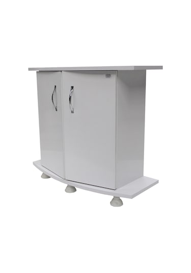 Kanki Pet Bombeli Beyaz Akvaryum Sehpası 80 CM