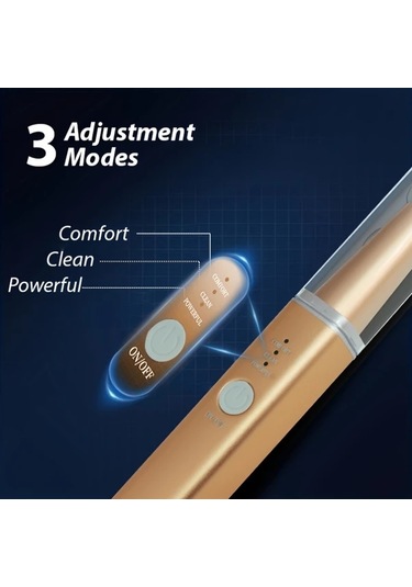 Willowhaven Golden Evde Kullanım İçin 3 Modlu 4 Metal Başlı Led Aydınlatmalı Elektrikli Diş Temizleyici Seti