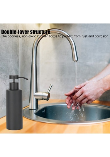 Tenfowee 304 Paslanmaz Çelik Ev Aletleri: Multifonksiyonel 200ml Sıvı Sabun Dispenseri, Mutfak Ve Banyo İçin Manuel Basma Tasarım Siyah
