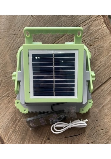 Splıt Led Solar Kamp Lambası Güneş Enerjili Projektör Kumandalı 300watt Beyaz-sarı