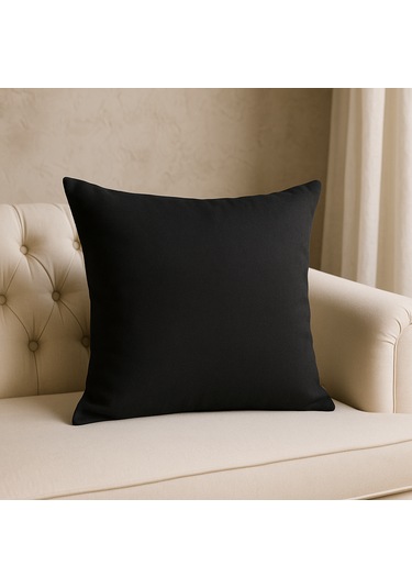Siyah Duck Kumaş Kırlent Kılıfı Fermuarlı, Su Geçirmez, Dekoratif Yastık Kılıfı 40 x 40