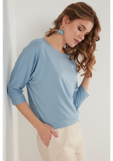 Lela Bisiklet Yaka Truvakar Kol Bayan Bluz 5861416Y Bebe Mavi