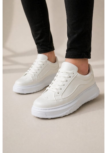 Aymood Jy507 Dara Bağcıklı Cilt Erkek Günlük Sneaker Ayakkabı Cbt Beyaz