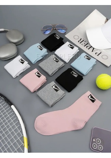 Mutex Yüksek Spor Çorapları Baskılı Set 10 Çift 463801651 Siyah