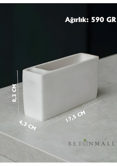 El Yapımı Beton Gri Alçı Peçetelik Minimal Masa Ve Mutfak Dekoru Kafe & Bar İçin Sade Beyaz