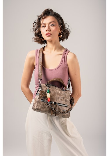 Ççs Kadın Omuz Çantası Ccs18030 Vizon Vizon