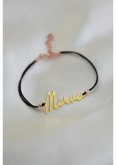 925 Ayar Gümüş Dorika Toplu Altın Kaplama Ipli Isim Bileklik