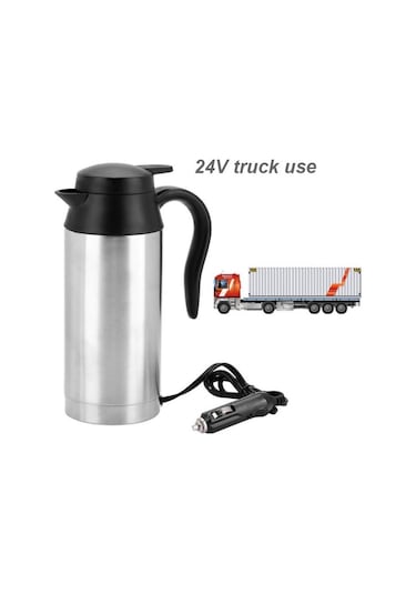 750ml Taşınabilir Paslanmaz Araba Elektrikli Su Isıtıcısı 24V/240W Gümüş