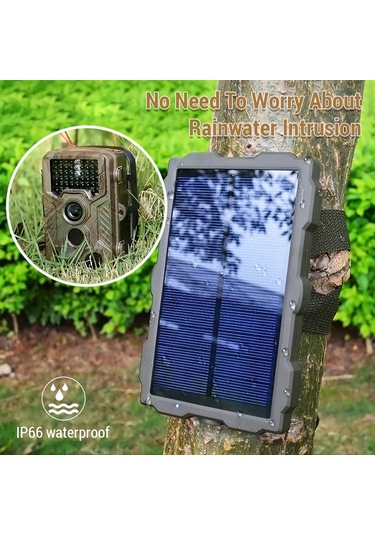 Mufunye S15 Av Kamerası İçin Güneş Enerjili Şarj Paneli - Ip66 Su Geçirmez, 1700mah Batarya, Dış Adaptör İle Şarj Edilebilir Siyah