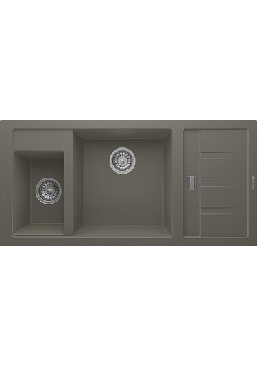 Real Stone P022 Aspendos 1.5 Gözlü Granit Mutfak Eviyesi Gri 100 x 50 CM