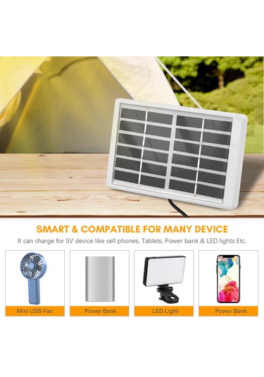 Hfambition 6v 1.2w Polikristal Güneş Paneli - 3m Kablo Micro Usb Güneş Şarj Cihazı Plastik Çerçeve