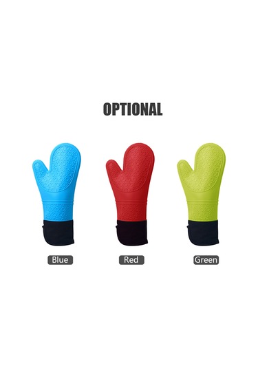 Leezsing Kırmızı Silikon-pamuk Fırın Eldiveni - 300 C Isı Dayanıklı, Kaymazsız, Ev Fırını Ve Mangal İçin Kırmızı