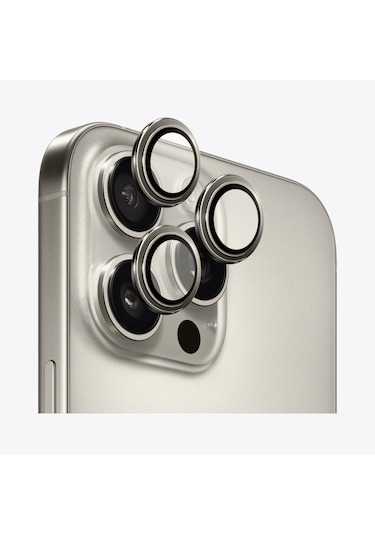 Safeus Safir Temperli Kamera Lens Koruyucu Apple Uyumlu iPhone 16 Pro Max İle Titanyum Gri